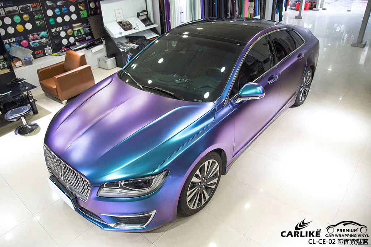 CARLIKE卡莱克™CL-CE-02林肯哑面金属电光紫魅蓝全车身改色膜