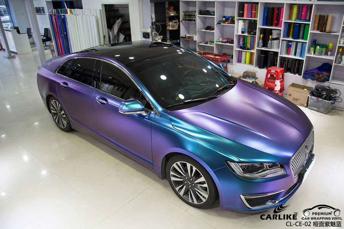 CARLIKE卡莱克™CL-CE-02林肯哑面金属电光紫魅蓝全车身改色膜