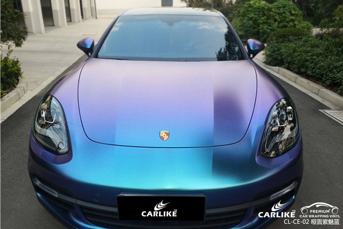 CARLIKE卡莱克™CL-CE-02保时捷电光钻石紫魅蓝整车改色贴膜