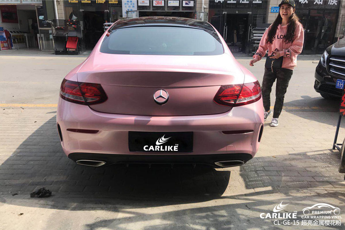 CARLIKE卡莱克™CL-GE-15奔驰超亮金属樱花粉车身改色膜