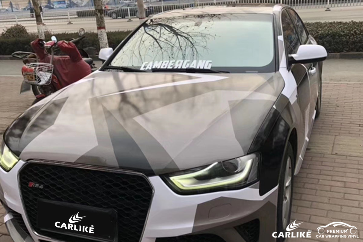 CARLIKE卡莱克™CL-CA奥迪黑白灰迷彩喷绘涂鸦汽车改色膜