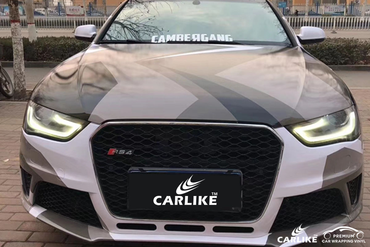 CARLIKE卡莱克™CL-CA奥迪黑白灰迷彩喷绘涂鸦汽车改色膜