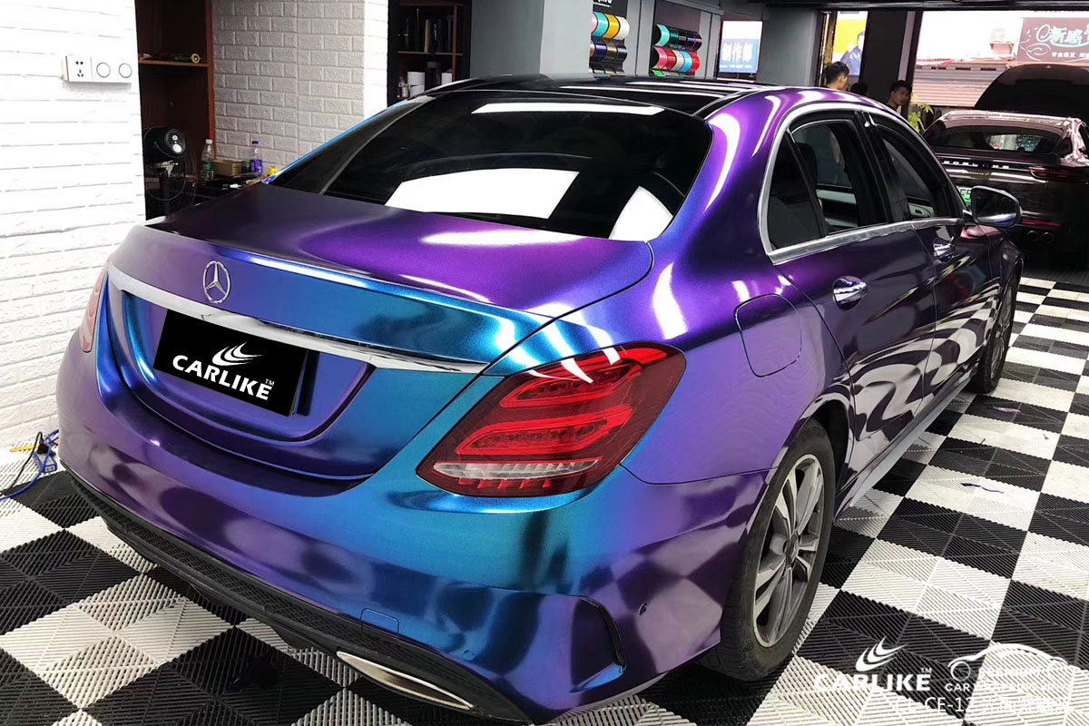 变色龙光面紫魅蓝汽车改色膜贴车效果图
