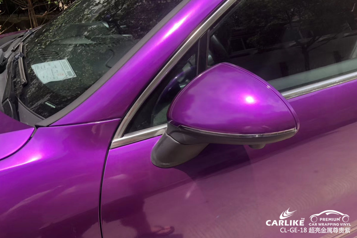 保时捷超亮金属尊贵紫汽车车身贴膜效果图