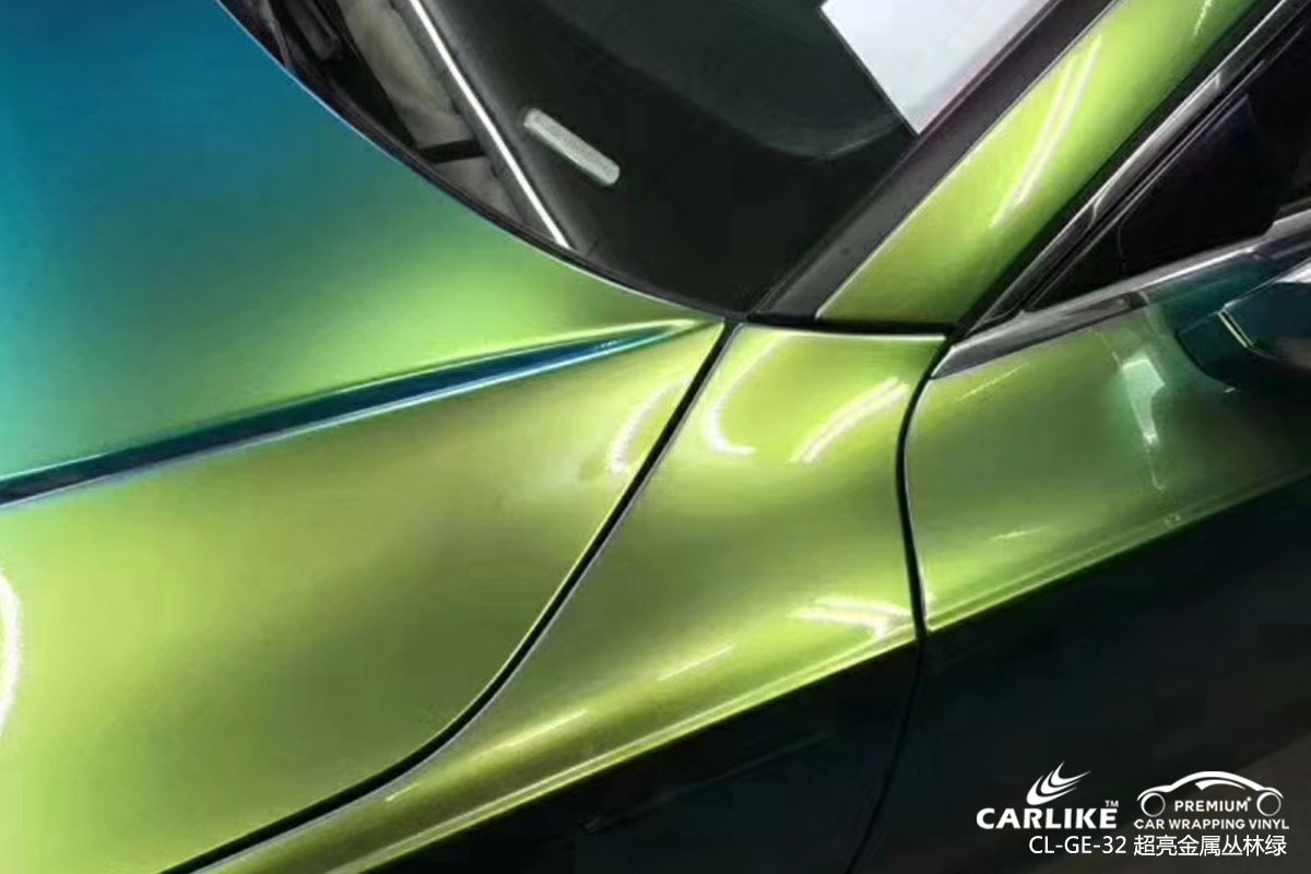 广州卡莱克车身贴膜超亮金属丛林绿汽车贴膜效果图