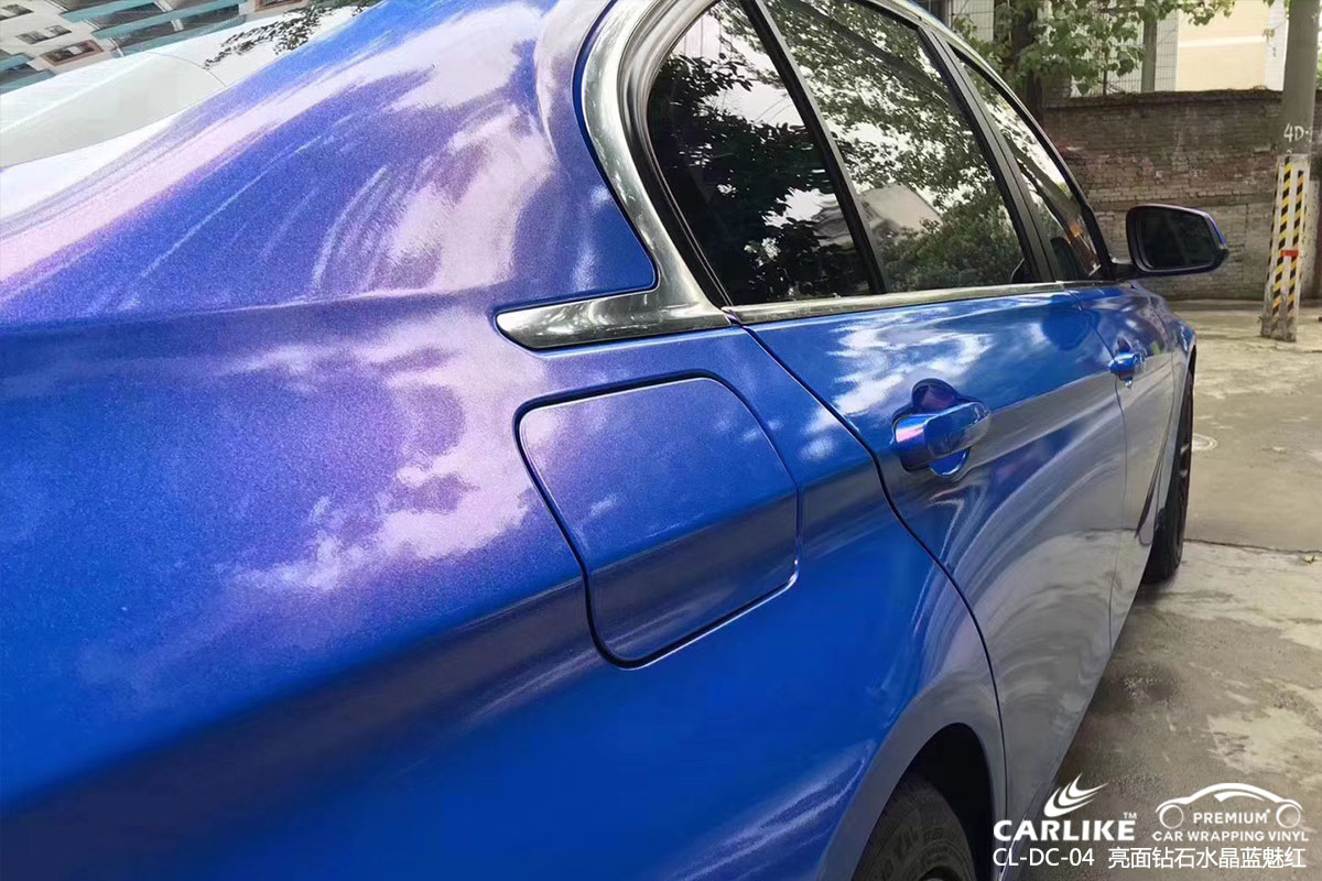卡莱克亮面钻石水晶蓝魅红汽车改色贴膜效果图
