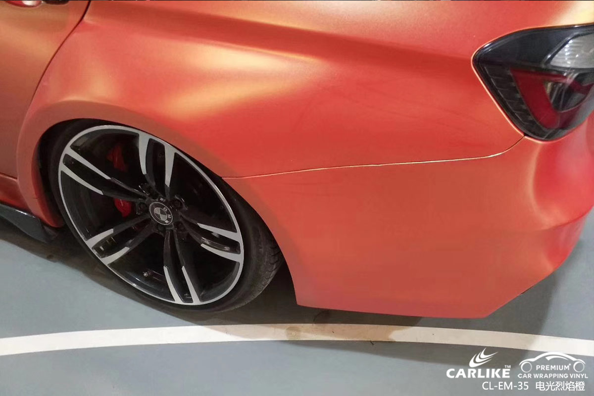 无锡宝马3系车身贴膜电光烈焰橙汽车改色贴车效果图