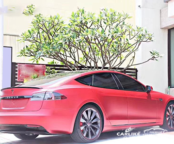 CARLIKE卡莱克™CL-MS-03特斯拉超哑绸缎火热红汽车改色