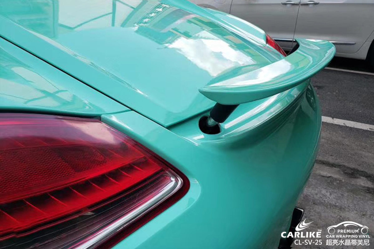 内江保时捷Cayman车身贴膜超亮金属蒂芙尼汽车改色贴车图
