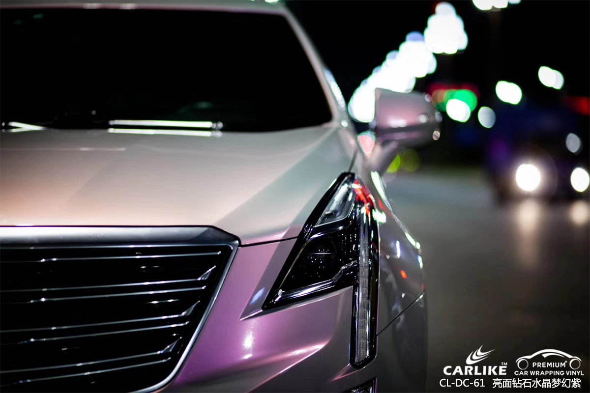 广州卡莱克汽车改色亮面钻石水晶梦幻紫车身贴膜效果图