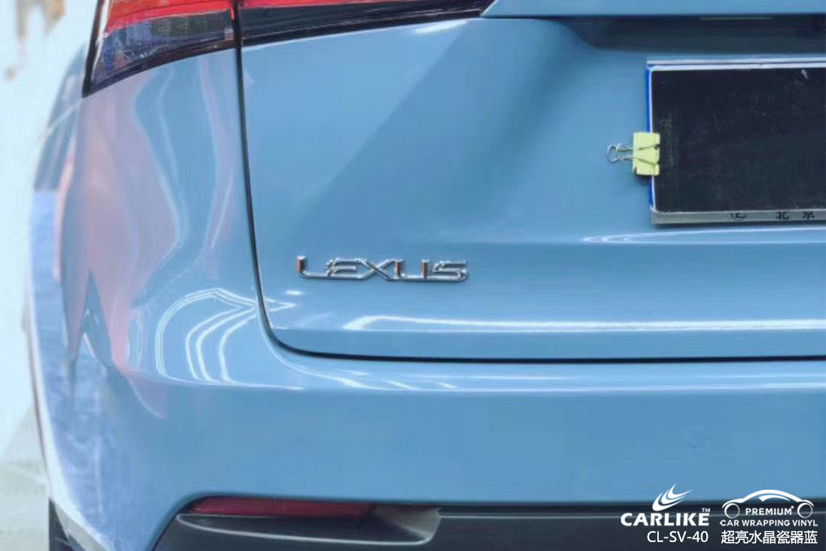 汕尾雷克萨斯车身贴膜超亮水晶瓷器蓝整车改色效果图