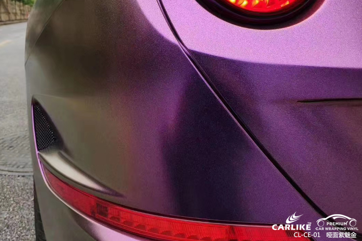 广州卡莱克汽车改色哑面紫魅金车身贴膜效果图