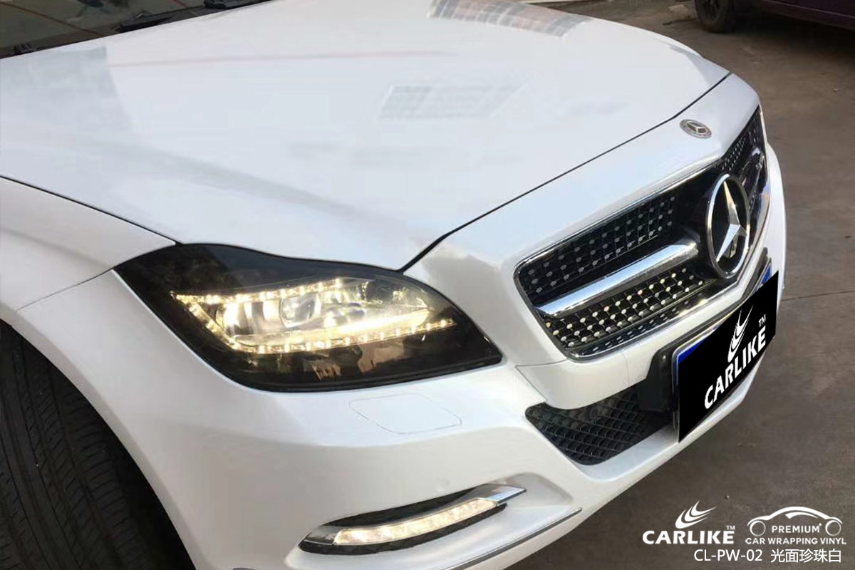常德奔驰cls级车身改色光面珍珠白汽车贴膜效果图