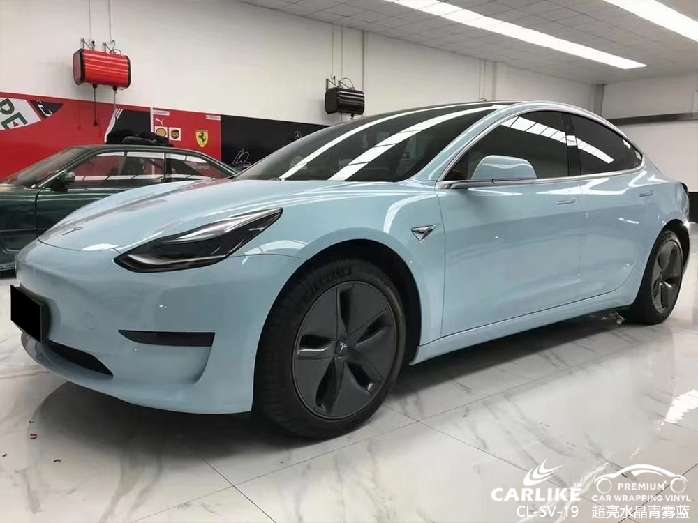 CARLIKE卡莱克™CL-SV-19特斯拉超亮金属青雾蓝整车改色