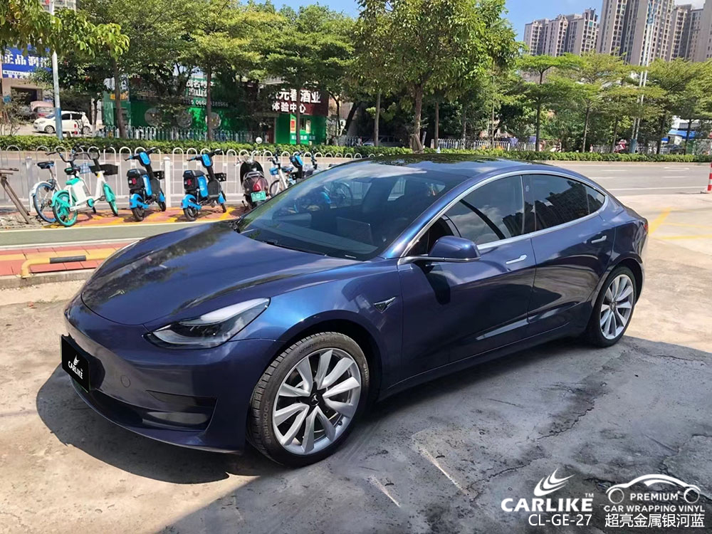 CARLIKE卡莱克™CL-GE-27奔驰超亮金属银河蓝车身改色膜效果图