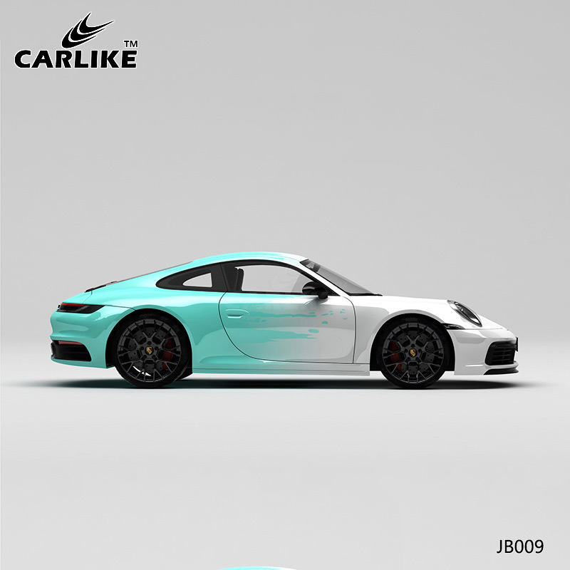 CARLIKE卡莱克™CL-JB-009保时捷白蓝蒂芙尼蓝泼墨渐变整车改色