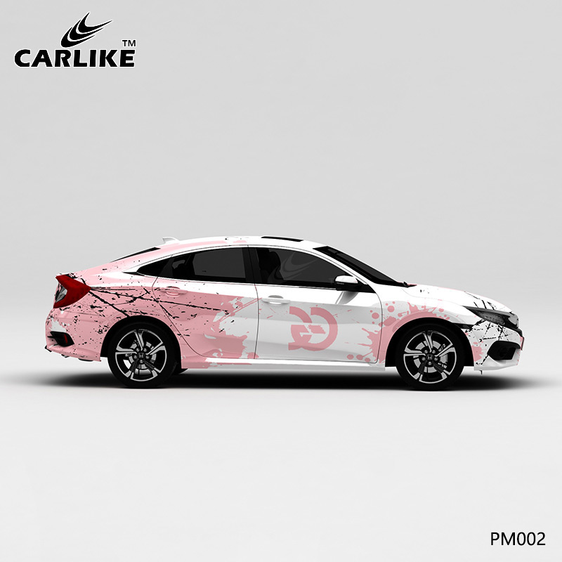 CARLIKE卡莱克™CL-PM-002本田白粉泼墨车身喷绘贴纸