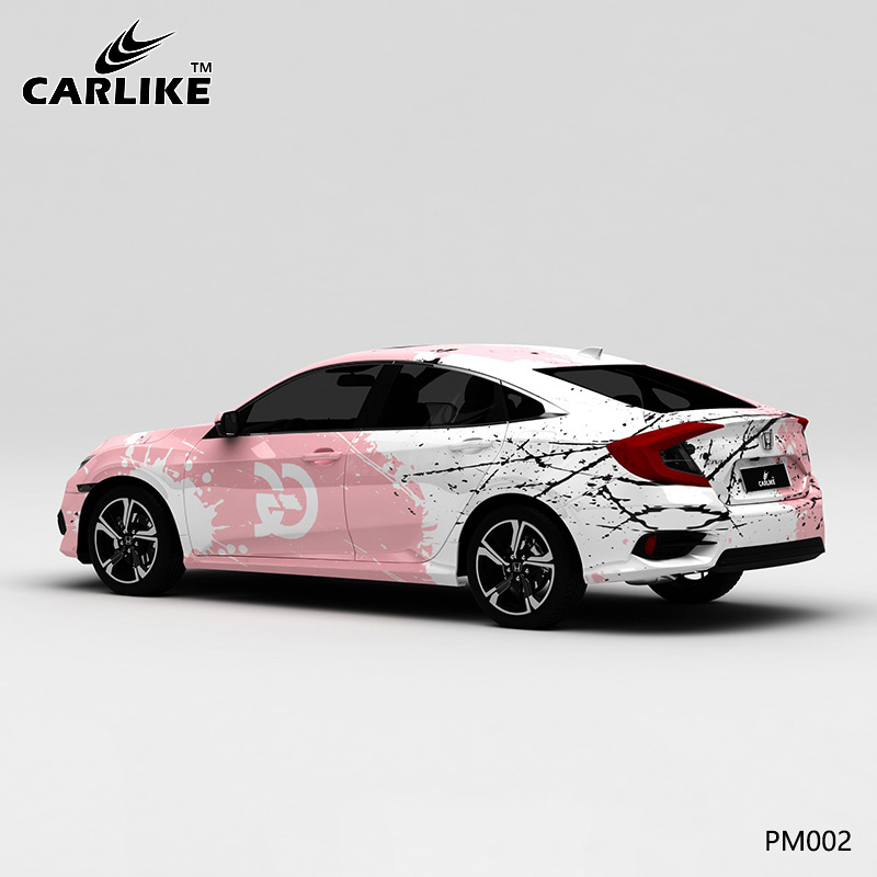 CARLIKE卡莱克™CL-PM-002本田白粉泼墨车身喷绘贴纸