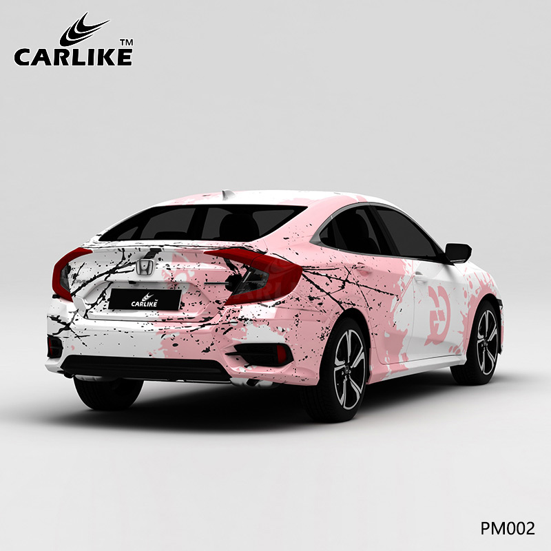 CARLIKE卡莱克™CL-PM-002本田白粉泼墨车身喷绘贴纸