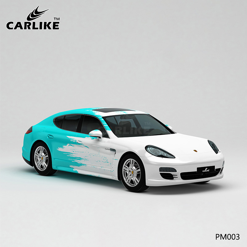 CARLIKE卡莱克™CL-PM-003保时捷白蓝泼墨车身改色