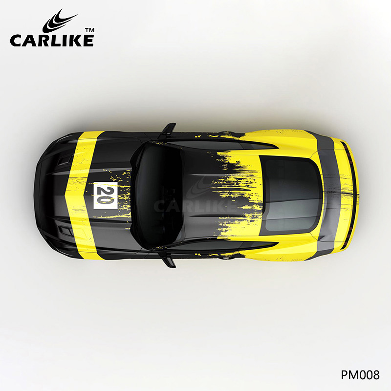 CARLIKE卡莱克™CL-PM-007特斯拉黑黄橙彩色泼墨车身改色