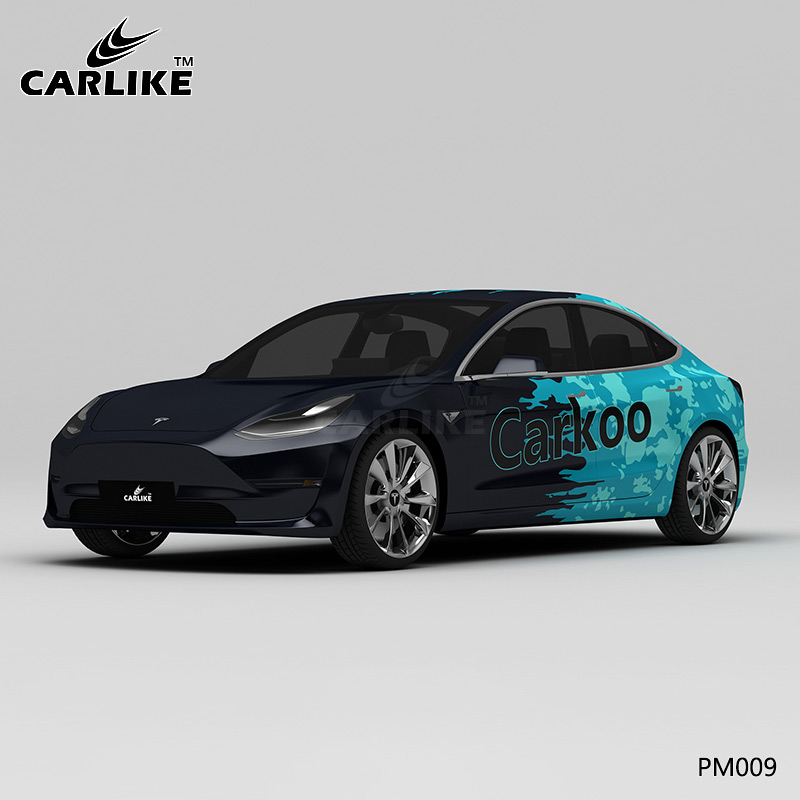 CARLIKE卡莱克™CL-PM-009特斯拉黑蓝泼墨全车贴膜