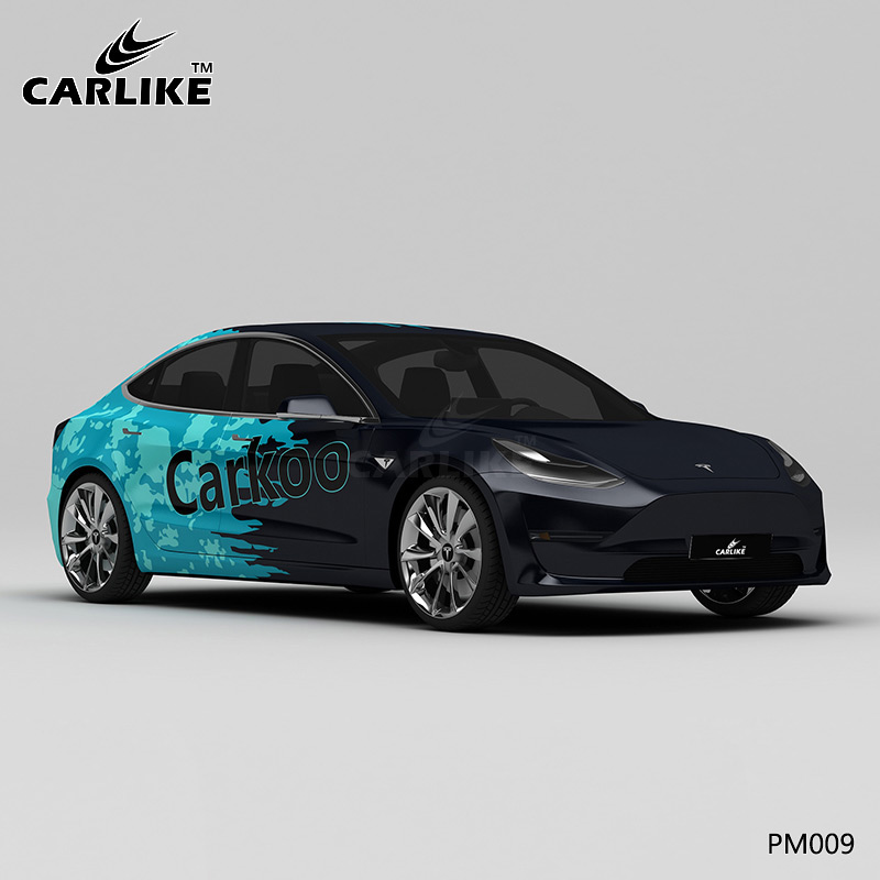 CARLIKE卡莱克™CL-PM-009特斯拉黑蓝泼墨全车贴膜