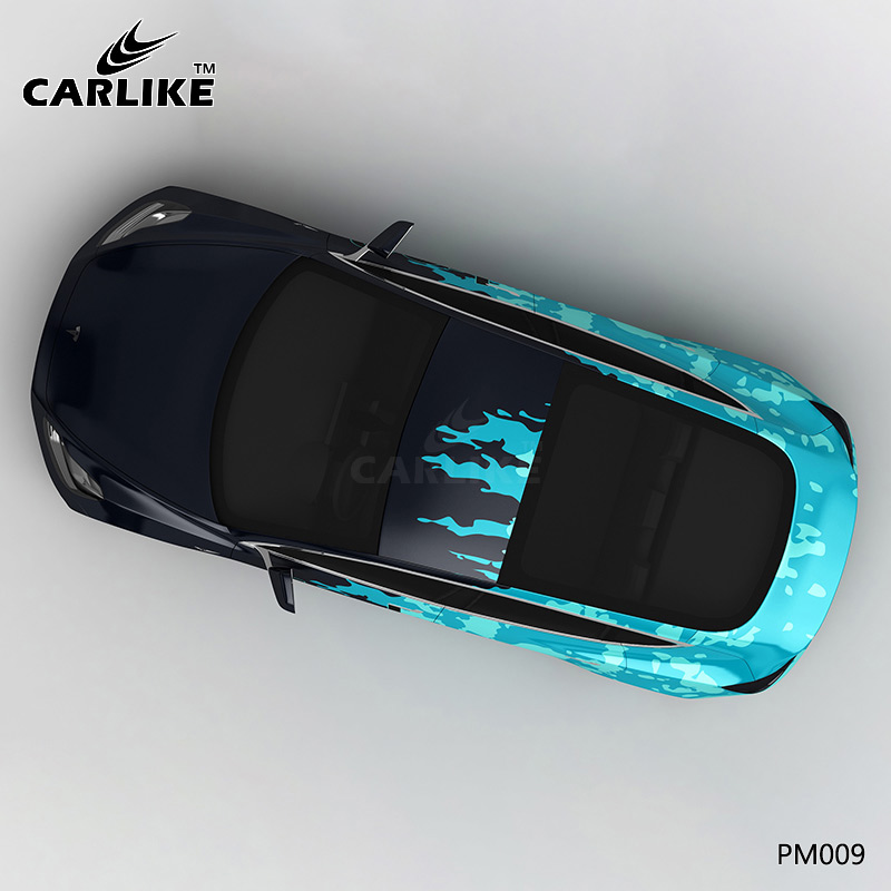 CARLIKE卡莱克™CL-PM-009特斯拉黑蓝泼墨全车贴膜