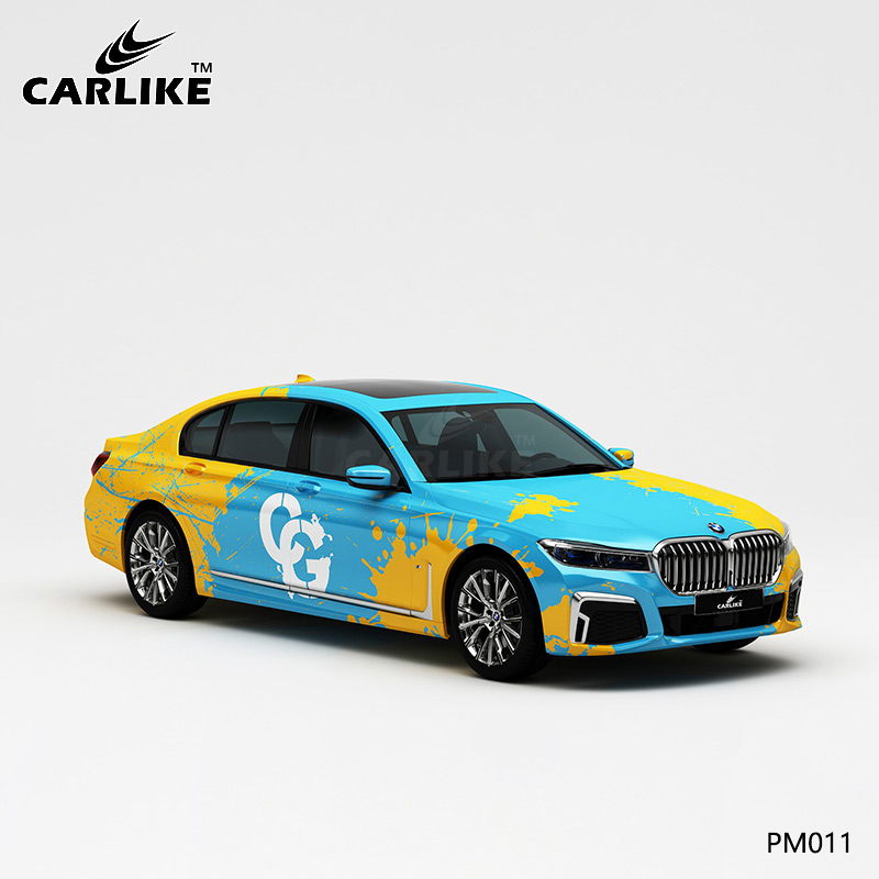 CARLIKE卡莱克™CL-PM-011宝马黄蓝彩色泼墨车身改色