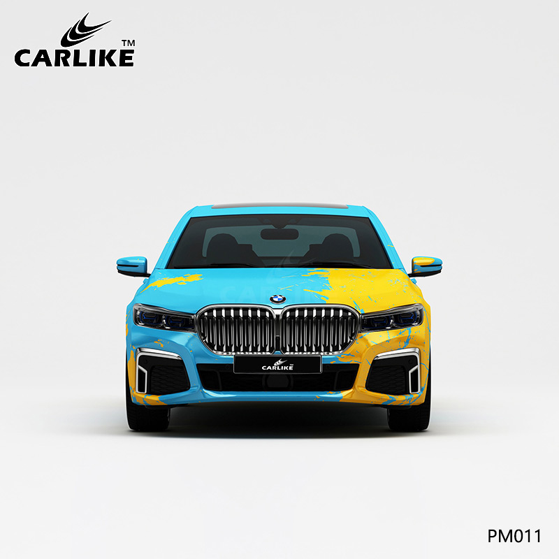 CARLIKE卡莱克™CL-PM-011宝马黄蓝彩色泼墨车身改色