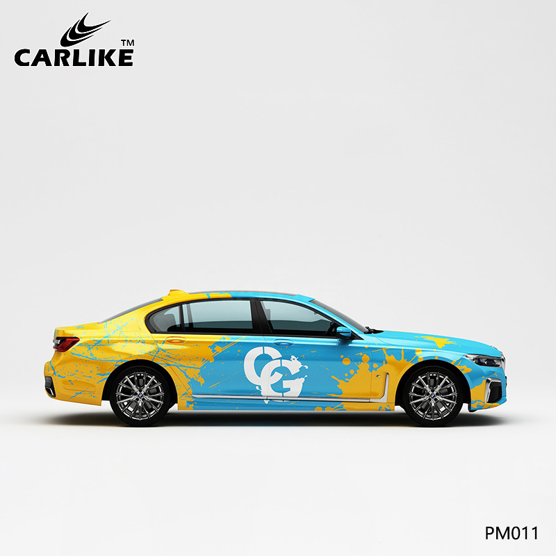 CARLIKE卡莱克™CL-PM-011宝马黄蓝彩色泼墨车身改色