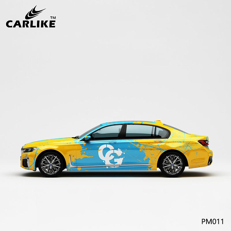 CARLIKE卡莱克™CL-PM-011宝马黄蓝彩色泼墨车身改色