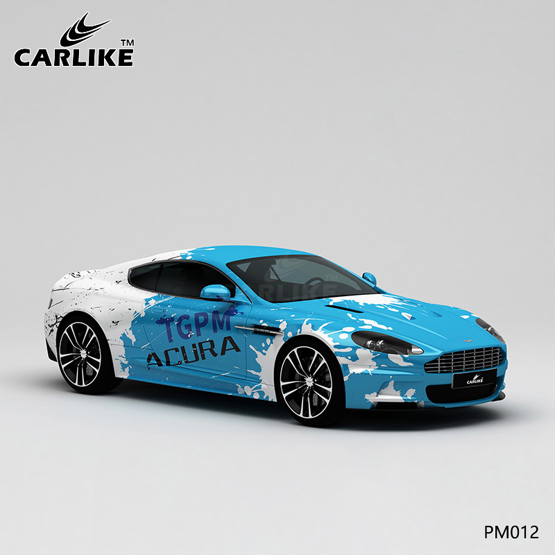 CARLIKE卡莱克™CL-PM-012阿斯顿马丁蓝白泼墨车身改色