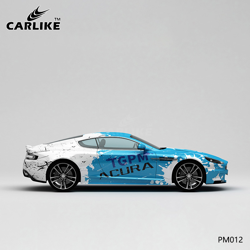 CARLIKE卡莱克™CL-PM-012阿斯顿马丁蓝白泼墨车身改色