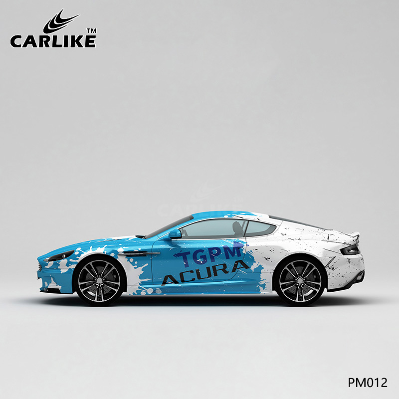 CARLIKE卡莱克™CL-PM-012阿斯顿马丁蓝白泼墨车身改色