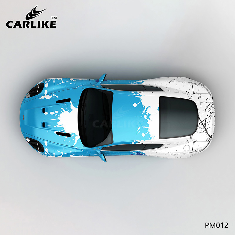 CARLIKE卡莱克™CL-PM-012阿斯顿马丁蓝白泼墨车身改色