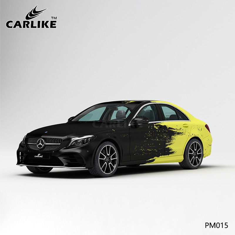 CARLIKE卡莱克™CL-PM-015奔驰做旧双拼色黑黄泼墨全车贴膜