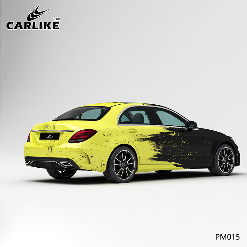 CARLIKE卡莱克™CL-PM-015奔驰做旧双拼色黑黄泼墨全车贴膜