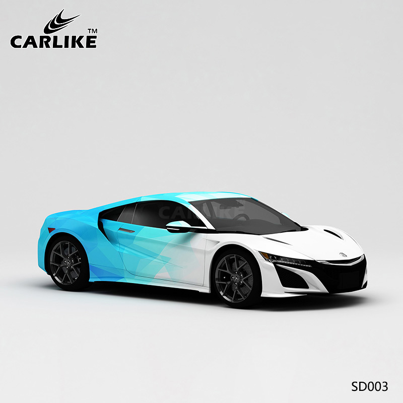 CARLIKE卡莱克™CL-SD-003讴歌白蓝格子迷彩花车身贴膜