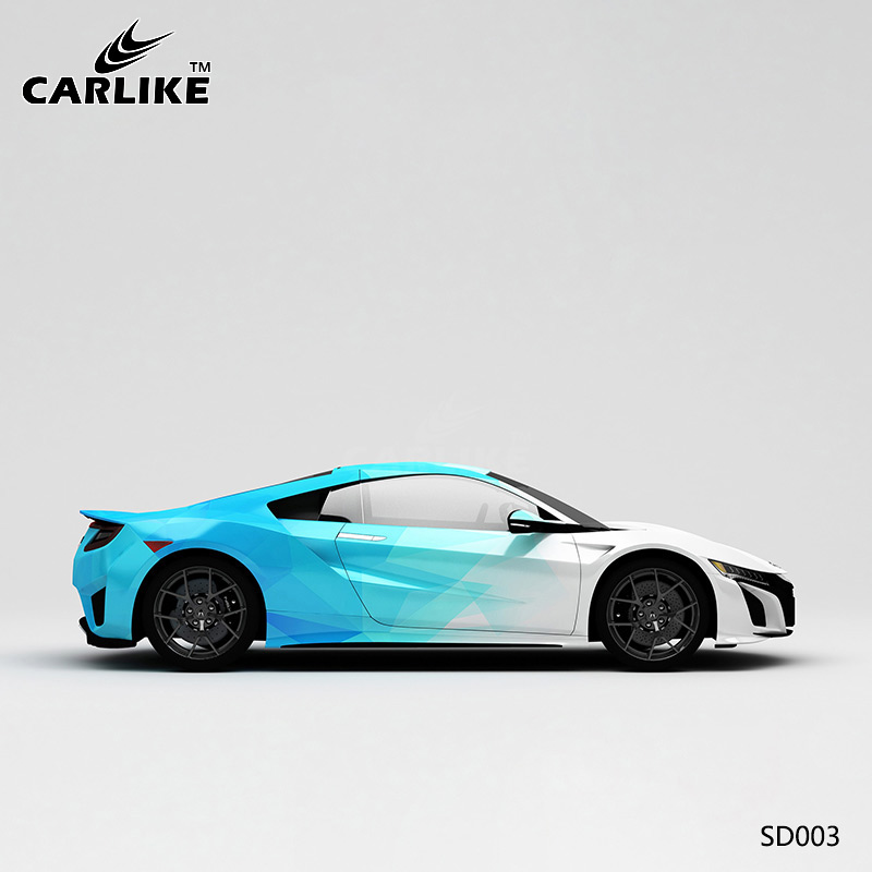 CARLIKE卡莱克™CL-SD-003讴歌白蓝格子迷彩花车身贴膜