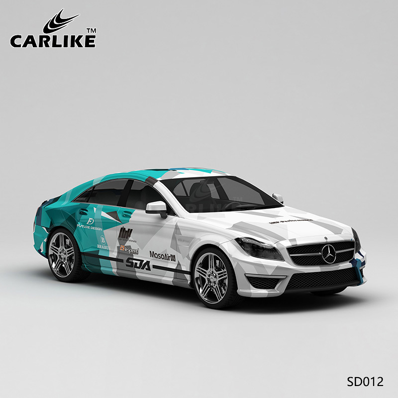 CARLIKE卡莱克™CL-SD-012奔驰蓝绿灰赛道迷彩涂装车身贴膜