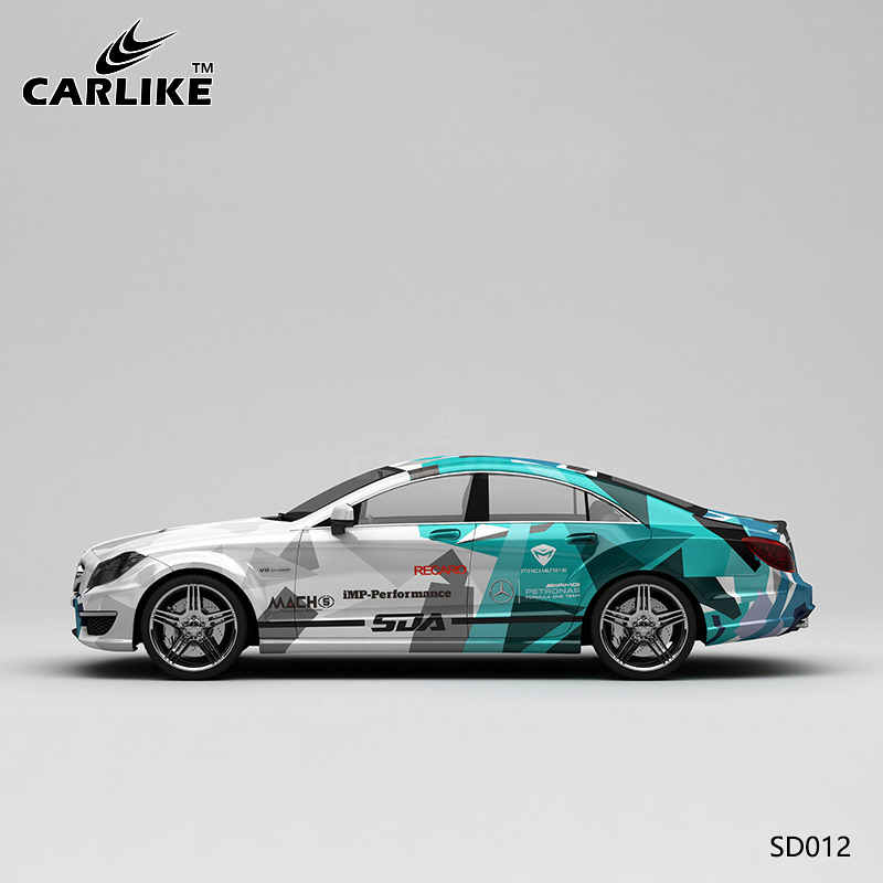 CARLIKE卡莱克™CL-SD-012奔驰蓝绿灰赛道迷彩涂装车身贴膜