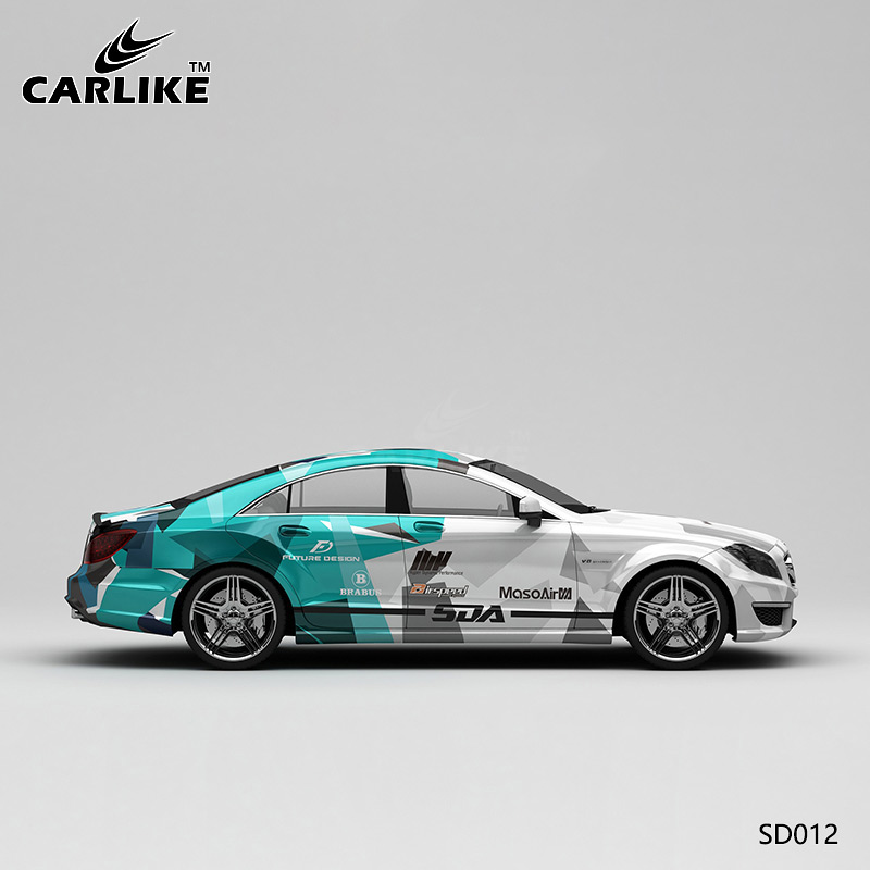 CARLIKE卡莱克™CL-SD-012奔驰蓝绿灰赛道迷彩涂装车身贴膜
