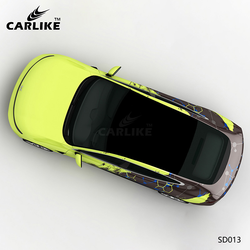 CARLIKE卡莱克™CL-SD-013小鹏绿灰格子泼墨汽车改装