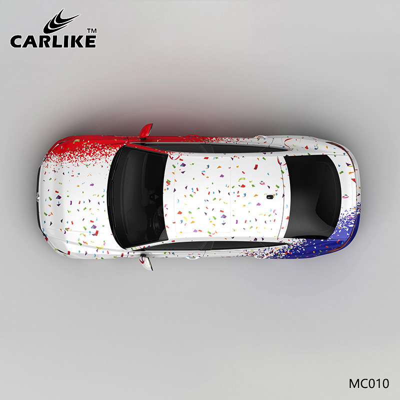 CARLIKE卡莱克™CL-MC-010大众红蓝碎花迷彩车身贴膜