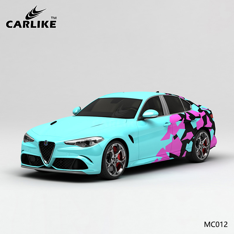 CARLIKE卡莱克™CL-MC-012阿尔法蓝粉黑色块迷彩汽车贴膜
