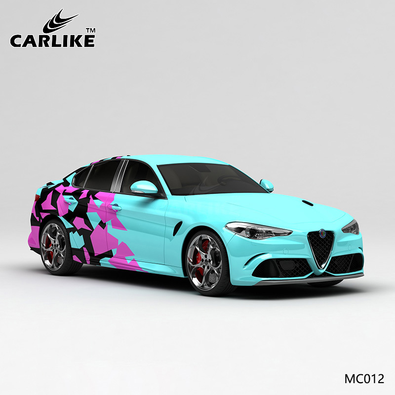 CARLIKE卡莱克™CL-MC-012阿尔法蓝粉黑色块迷彩汽车贴膜