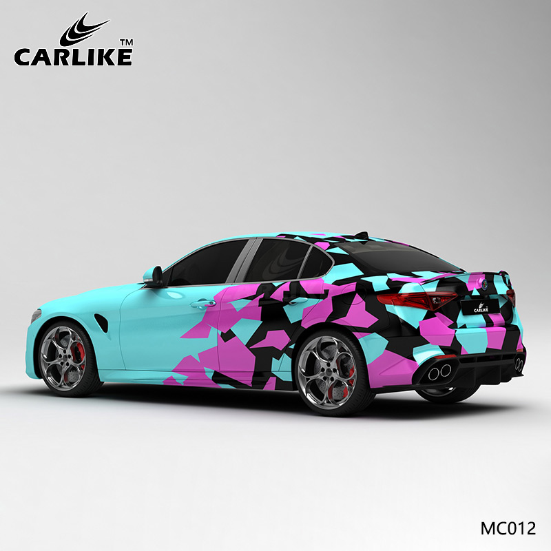 CARLIKE卡莱克™CL-MC-012阿尔法蓝粉黑色块迷彩汽车贴膜