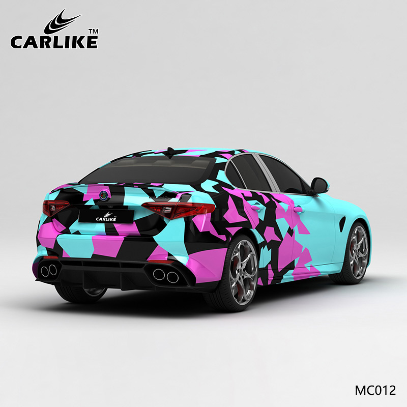 CARLIKE卡莱克™CL-MC-012阿尔法蓝粉黑色块迷彩汽车贴膜
