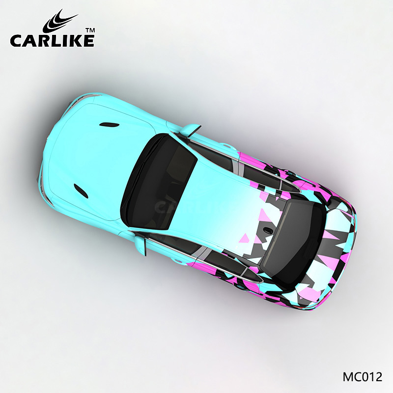 CARLIKE卡莱克™CL-MC-012阿尔法蓝粉黑色块迷彩汽车贴膜